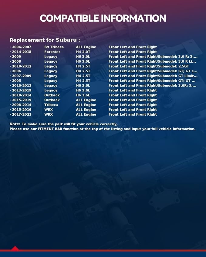 KAX Disc Brake Caliper Assembly Fit for Outback 2010-2019, WRX 2015-2021, Forester 2014-2018, Legacy 2005-2019, Tribeca 2008-2014, B9 Tribeca 2006-2007, Front Left and Right Side