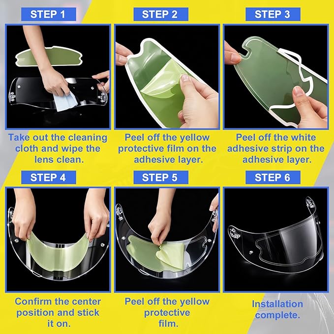 Kingdder 2 Pcs Universal Motorcycle Helmet Anti Fog Film, Anti Fog for Motorcycle Helmet Shield Visor Clear Lens Insert Fogging Resistant for Riding Winter Cold Weather Cloudy Rainy Days, 3.7" x 10.5"