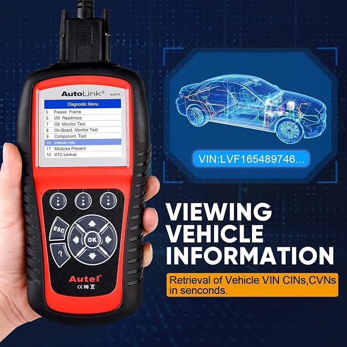 Autel AutoLink AL619 OBD2 Scanner, 2026 ABS SRS Warning Light Diagnostic Scan Tool, Up of AL519 ML519 ML619, 10 OBDII Test Modes, DTCs Lookup, Live Data, Turn Off Check Engine Light OBDII Code Reader
