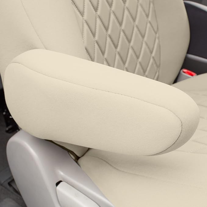 FH Group Custom Fit Car Seat Covers Specifically Made for 2011-2020 Toyota Sienna 7 Seater with Ultraflex Neoprene Water Resistant Automotive Seat Covers - Full Set Solid Beige