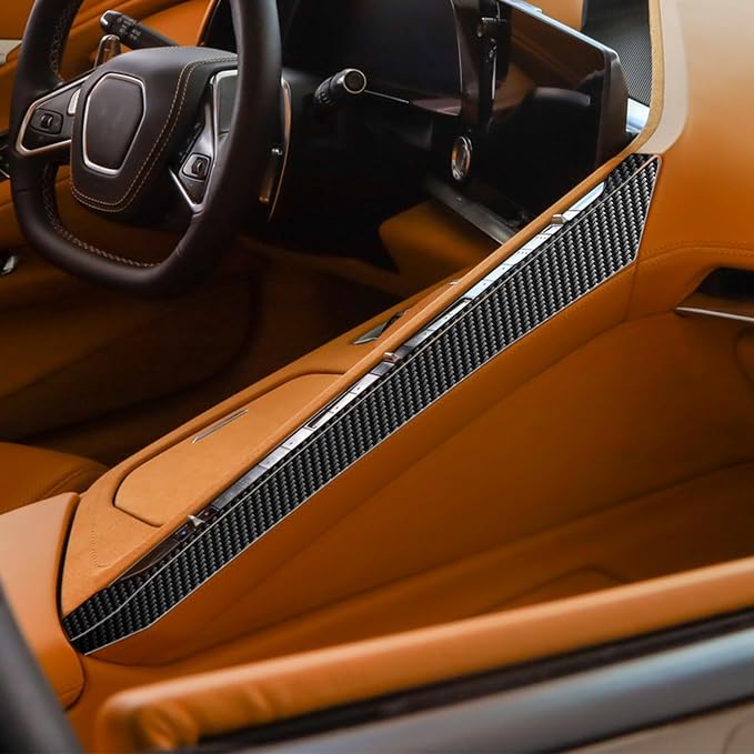 Real Carbon Fiber Center Console Panel Trim Compatible with Corvette C8 2020-2026, Interior Decor Sticker Accessories