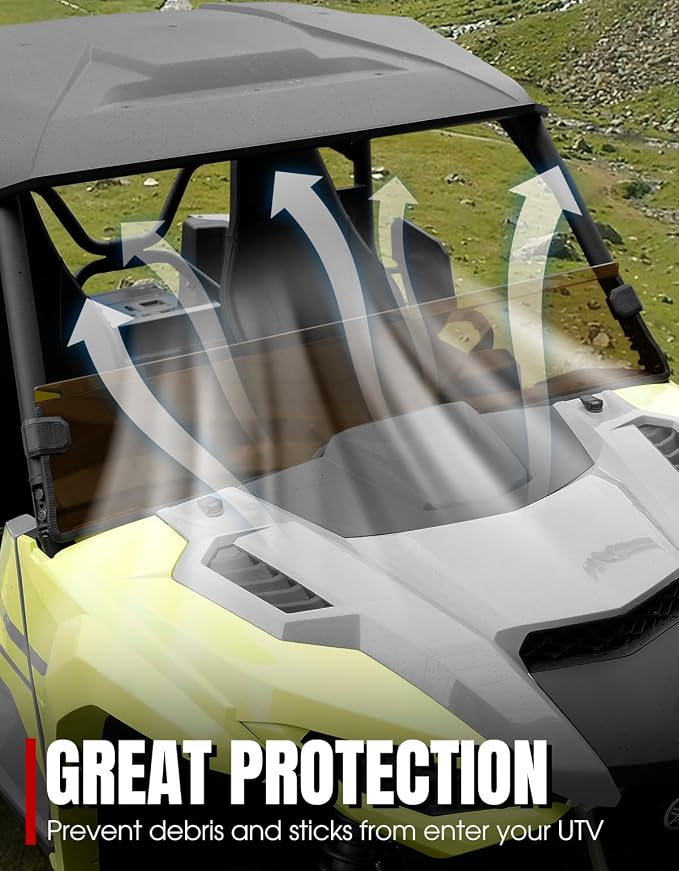 A & UTV PRO Front Tinted Half Windshield for Yamaha Wolverine RMAX2 1000/ RMAX4 1000 2021-2026 Accessories, Hard Coated Vented Window Windscreen, 250x Stronger Than Glass, 1PC