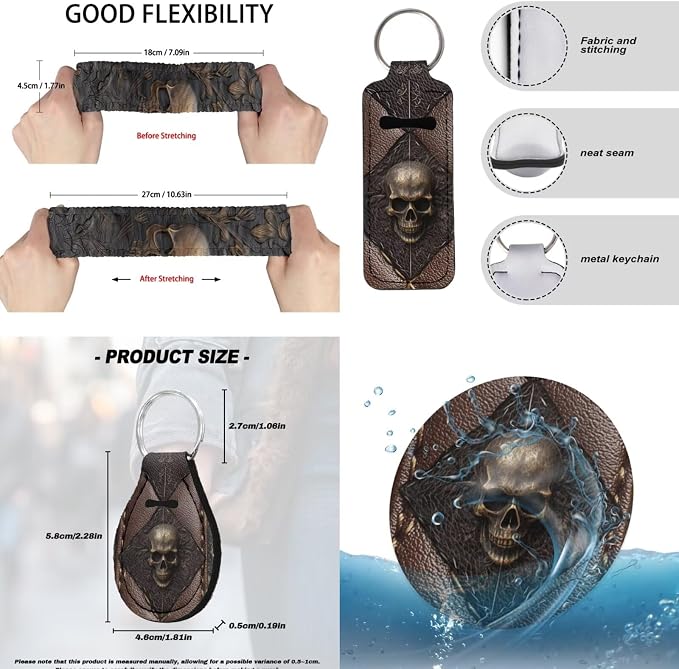 Skull Print Car Seat Cover Full Set with Auto Steering Wheel Cover Seat Belt Protector Armrest Pad Auto Rear View Mirror Protector Set of 15, Car Accessories Set, Brown