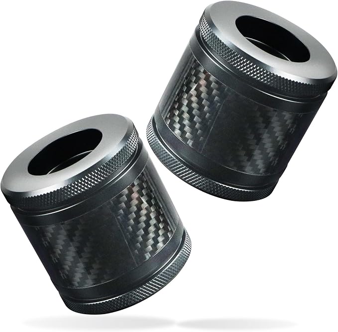 Crash Bar Sliders End Caps CNC Carbon Fiber Inlay Decorative Sliders Fits for 1.25" Front Engine Guard Rear Saddlebag Guard CNC 60mm (Black)