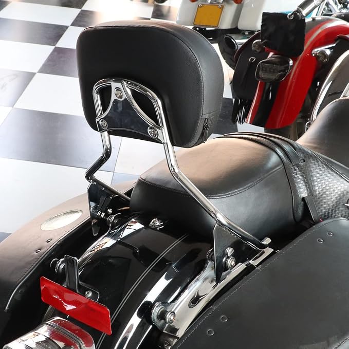 AUFER Detachable Backrest Sissy Bar Upright Passenger Backrest With Back Rest Pad Compatible With For Touring Road King Street Glide Electra Glide Road Glide FLHR FLHX FLHT FLTR 2009-2025（Chrome） | High Quality Metal Backrest Sissy Bar,Easy to Install ...