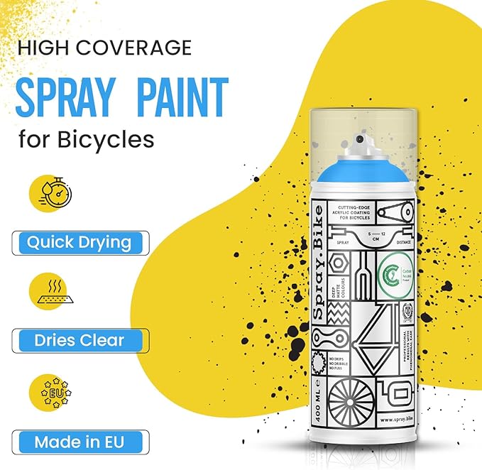 Spray.Bike Spray Paint - Fluro Light Blue | Designed Mainly for Bicycles | Multi-Use Acrylic Spray Paint for Metal, Plastic | High Coverage Bike Paint, 400ml