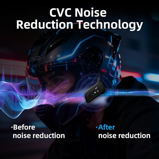 Novamente V6 Pro+ Motorcycle Helmet Bluetooth Intercom Headset, Up to 6 Riders 2-Way IP65 Waterproof Wireless Motorbike Communication System for Dirt Bike/ATV/Off Road, 2Packs