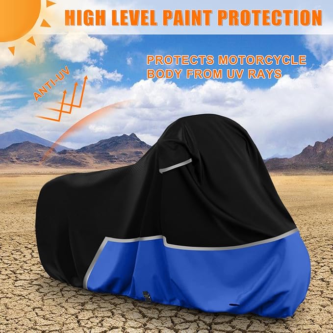 Waterproof Motorcycle Cover Replace for Harley Davidson Sport Models, 420D Oxford Cloth Nightster, Sportster Motorcycle Cover with Reflective Strips for Snow Rain Dust Hail Protection