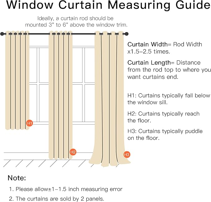 XiDi Biege Blackout Curtains 90 Inches Long for Bedroom Living Room 2 Panels Double Layer Curtains with Sheer Overlay Star Cut Out Wall Home Kid Girl Decor Thermal Grommet Window Drapes W34 X L90