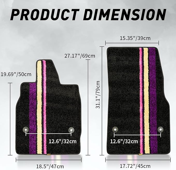 Black Floor Mats Protectors Floor Liners Compatible with for Corvette C8 Coupe 2020-2026 Accessories All Weather Anti-Scratch Wear-Resistant Floor Protection Carpet Foot Pad