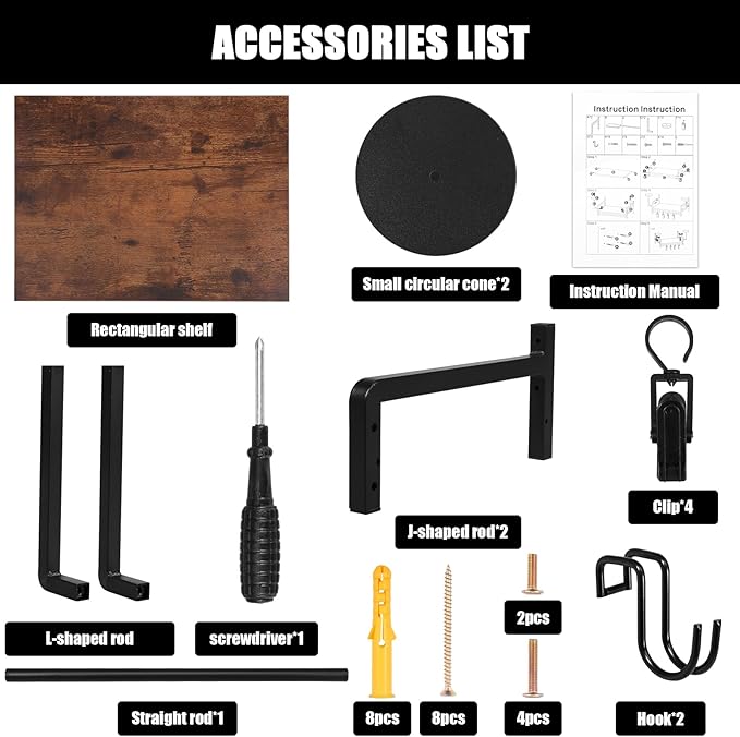 Helmet Wall Mount, Motorcycle Helmet Holder with Shelf, 2 Helmets Stand, 4 Glove Chips and 2 Hooks, Helmet Display Mount for Most of Helmet and Clothes