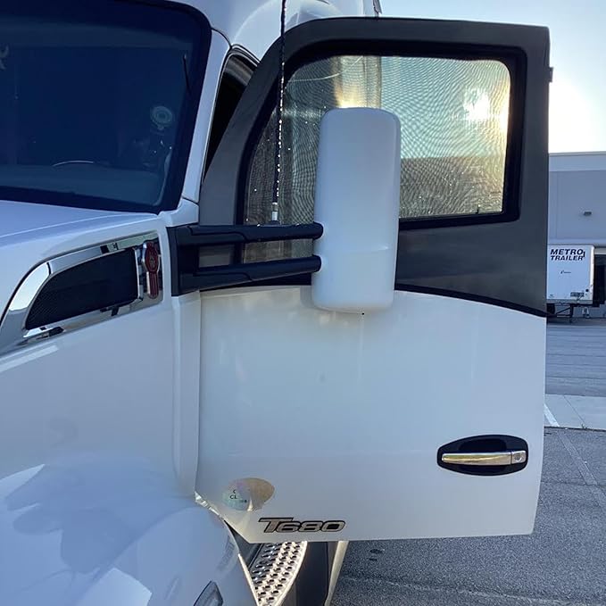 Generic Semi Trucks Universal Window Screen for Side Doors Sun Shade Block UV/ Heat Best Semi, Commercial & Big Rigs / Stretchable Breathable ( I Pair ), Black