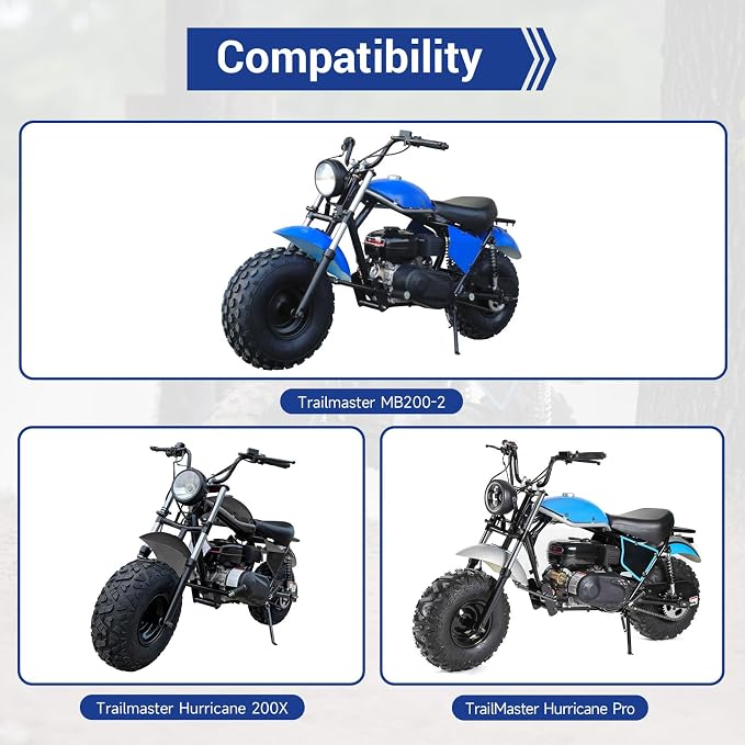Mini Bike Rear Hydraulic Brake Kit Compatible with Trailmaster Hurricane 200x MB200-2 196cc 6.5hp 6hp Minibike with Brake Caliper 7/8" Left Master Cylinder Hardware Parts