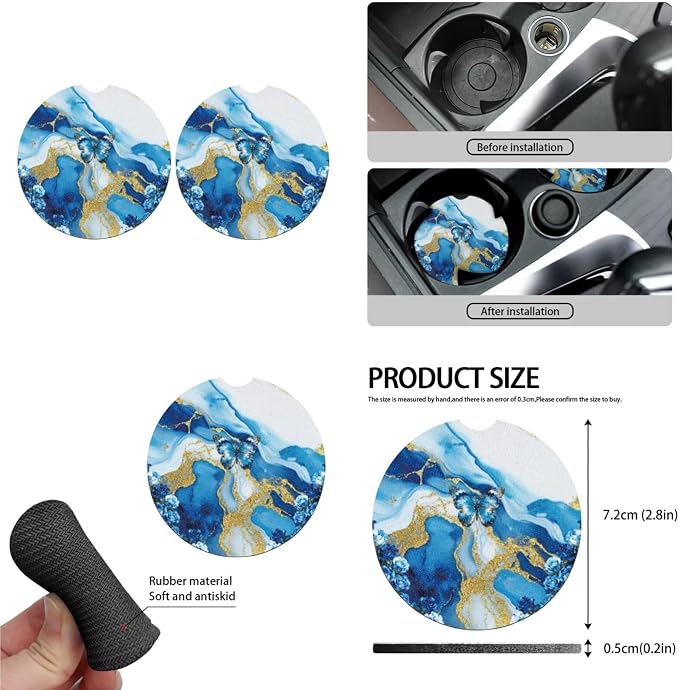 Blue Fluid 13 PCS Car Seat Covers Blue Butterfly Gild Fluid Full Set Car Front Back Seat Cover Art Aesthetics Gradient Steering Wheel Cover Fit Auto SUV Trucks