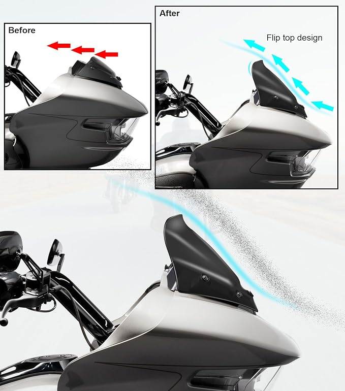 9" Wave Windshield Windscreen Wind Splitter Compatible with Harley Davidson CVO Road Glide FLTRXSE 2023-up, CVO Road Glide ST FLTRXSTSE 2024-up, Road Glide FLTRX 2024-up (Black)
