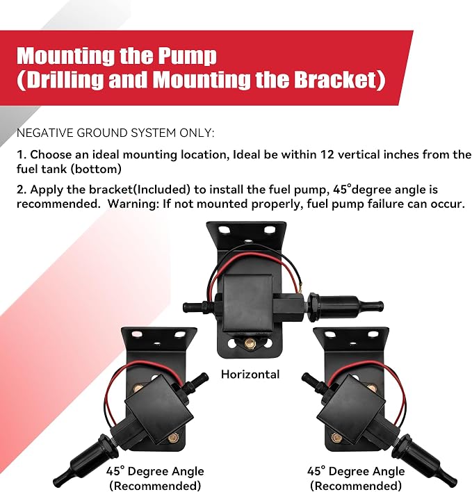 Universal Electric Fuel Pump Kit 12V 4.5-7psi Electric Fuel Pump with Mounting Bracket, Fuel Filters, Hose Clamps, 6.56 FT 5/16" ID Fuel Line