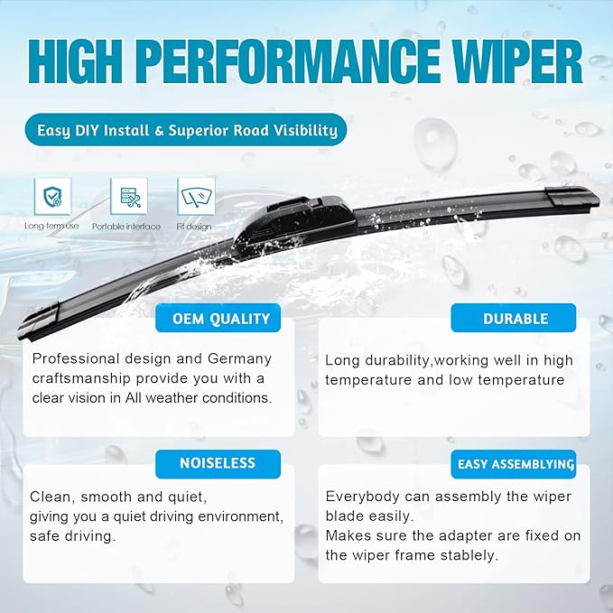 OEM Windshield Wiper Blades Replacement for Mini Cooper R56 2007-2012 F55 F56 2014-2024 F50 F53 2005-2006, All Weather Original Factory Quality Front & Rear Wipers Set 19"+18"+10" (Pack of 3)
