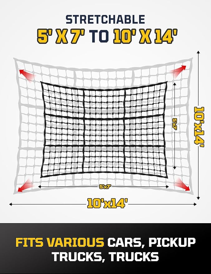 AUTOWN 2 Pack Truck Bed Cargo Net, Heavy Duty & Fine Mesh Bundle