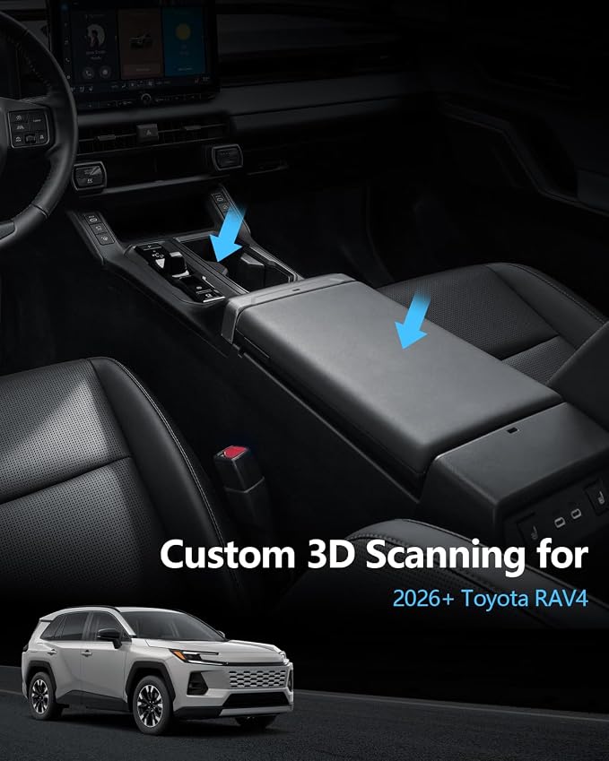 SKTU 2PCS for 2026 Toyota RAV4 Center Console Organizer for 2026+ Toyota RAV4 (LE/SE/XLE Premium/Woodland/XSE/Limited) Console Tray & Gear Shift Panel 2026 RAV4 Accessories Passenger Side Storage Box