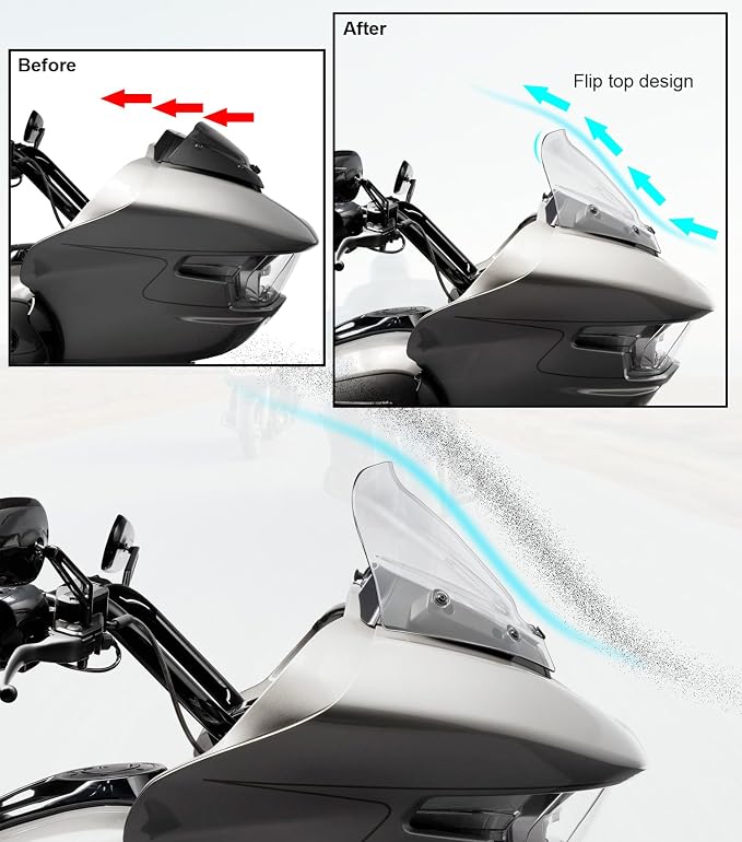 9" Wave Windshield Windscreen Wind Splitter Compatible with Harley Davidson CVO Road Glide FLTRXSE 2023-up, CVO Road Glide ST FLTRXSTSE 2024-up, Road Glide FLTRX 2024-up (Clear)