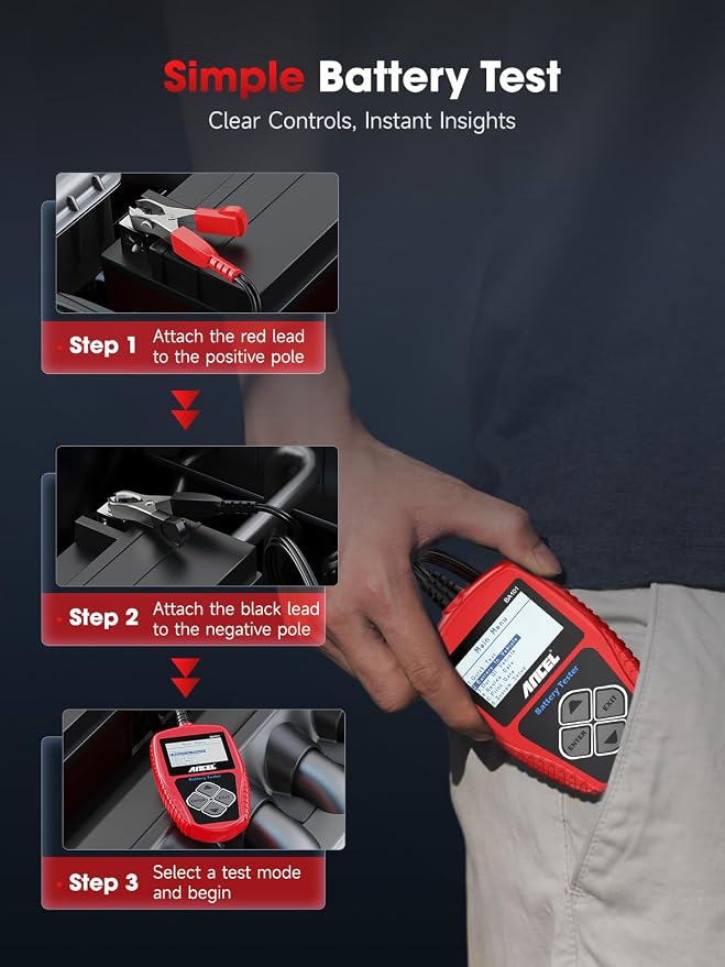 ANCEL BA101 12V Car Battery Tester - Digital Automotive Batteries & Alternator Diagnostic Tool with Protective Large case