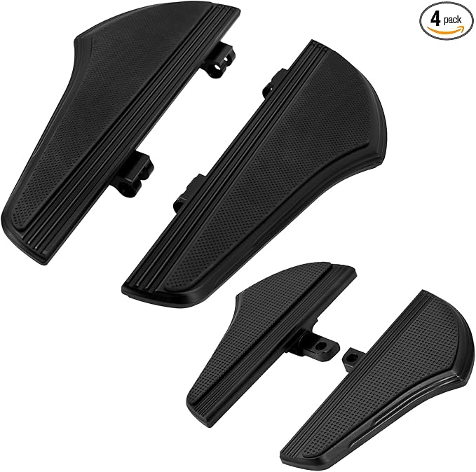 Passenger Driver Floorboards Set Style C, Black | Set Fit For Harley 2012-2016 FLD, 1986-2017 Most FL Softail, 1986-later Touring, Non-Slip, CNC Aluminum