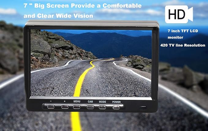 RED WOLF 3rd Brake Light Reversing Backup Camera with 7'' TFT LCD Monitor Kit for 2007-2018 Mercedes Benz Sprinter/Dodge Sprinter/VW Crafter Vans Parking Safety Rear View Camera