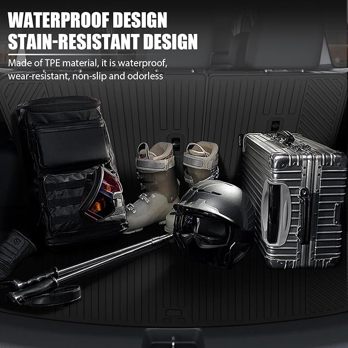 All Weather Floor Mats Trunk Mat with Backrest Mat Fit for 2026 Hyundai Palisade 7/8 Seat Hybrid, TPE Odorless Anti-Slip Floor Liners Cargo Mat Protector for 2026 Palisade Accessories