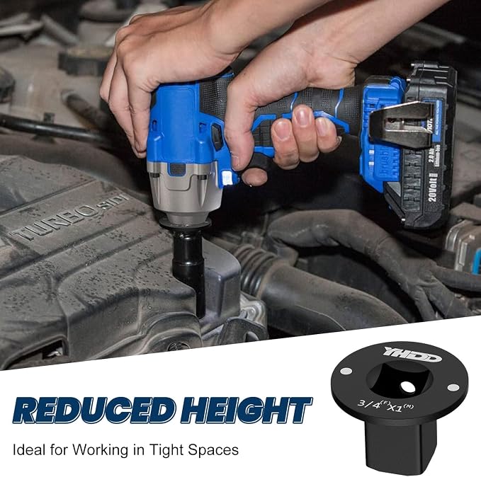 Low Profile Impact Socket Adapter Set, Drive Ratchet Adapter Set 1" to 3/4", 3/4" to 1/2", 1/2" to 3/8", 3/8" to 1/4" Magnetic Design, Works with Sockets/Wrenches/Cordless Drills 4PCS