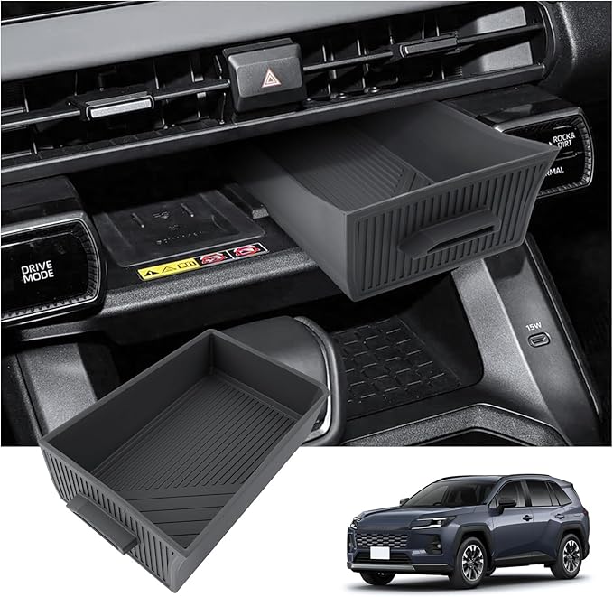 BIXUAN 2026 RAV 4 Wireless Charging Storage Box for 2026 Toyota RAV 4 Wireless Charger Removable Insert Drawer Tray 2026 RAV 4 Interior Accessories Center Console