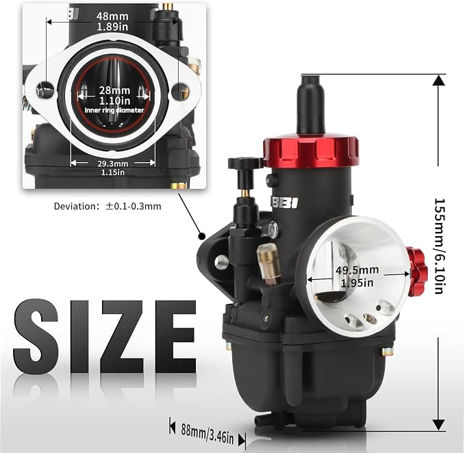 NIBBI PE28 Carburetor Kit, 28mm carburetor with Carb Jets - Fit for 200cc-250cc Dirt Bike Pit Bike Apollo TaoTao Lifan Kayo SSR