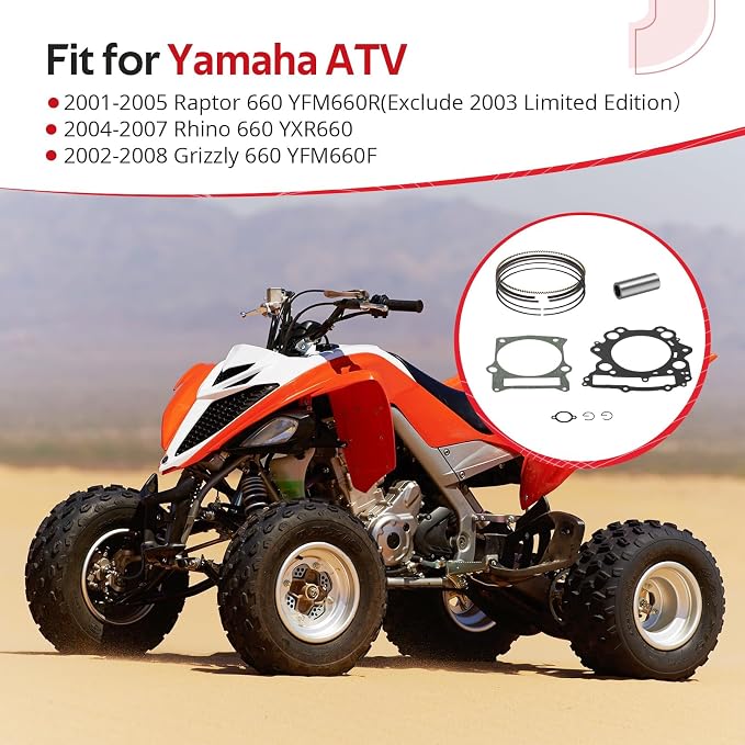 JAVIK 3YF-11631-00-X0 Top End Rubuild Kit Oversized 102mm Forged Piston For Yamaha Grizzly Rhino Raptor 660 YFM660F/R YXR660 2001-2008