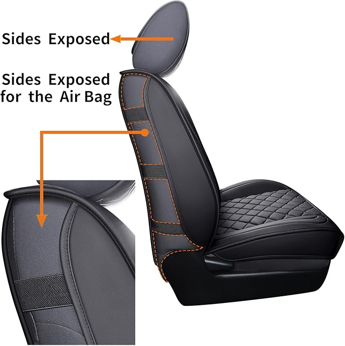 Tomatoman Tacoma Seat Covers Customized for 2005-2025 2026 Truck Sport Gen SR Extended Pro Off-Road Pickup V6, Waterproof Faux Leather Car Cushions(2 PCS Front, Black)