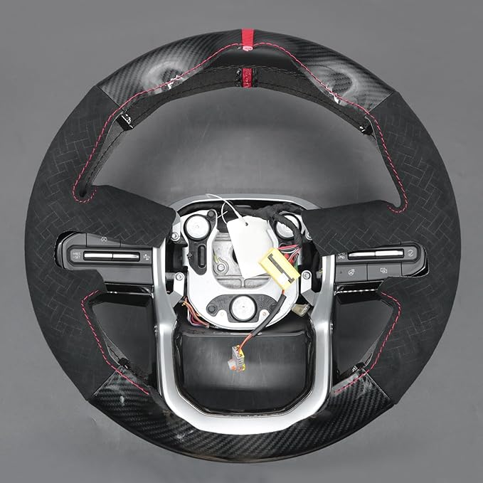 MEWANT Hand Stitch Shiny PU Carbon Fiber Embossed Athsuede Steering Wheel Cover for Chevy Colorado ZR2 Bison 2023-2024