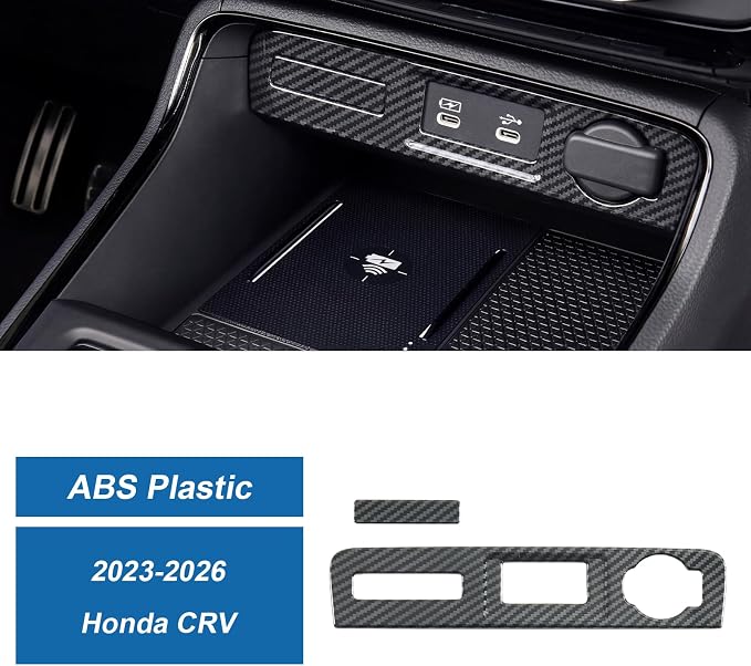 Carbon Fiber USB Power Charger Panel Cover Compatible with 2023-2026 Honda CR-V CRV