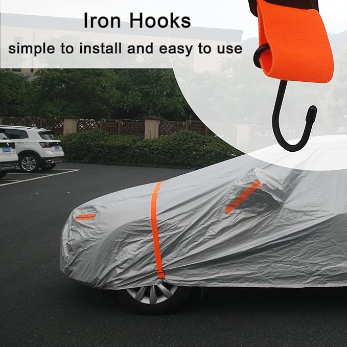 SEAZEN Car Cover Straps Wind Protector, 3 Pcs Elastic Adjustable Rope Protect Your Car Cover from Blowing Off in High Winds, Universal Fit