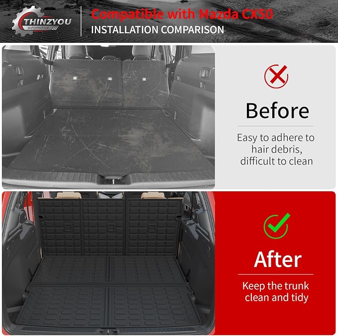 Cargo Mat Compatible with 2023 2024 2025 2026 Mazda CX50 Trunk Mat Trunk Liner Cargo Liner TPE All Weather Back Seat Cover Protector 2024 CX-50 Accessories (Trunk Mat+Backrest Mats)
