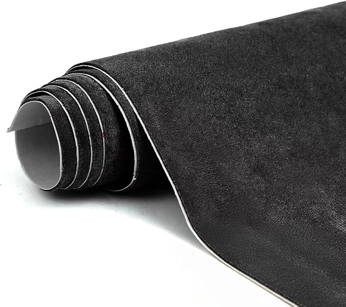 Premium Black Suede Fabric Wrap - 12x60 inch Suede Wrap for Car Interior - Self-Adhesive Microfiber and Synthetic Leather, Stretchable Interior Film for Car and Home Decor