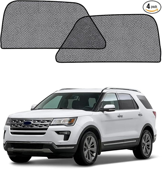 Car Window Shade for Ford Explorer 2011-2019,2 Pack UV & Glare Protection, Breathable Privacy Screen, Insect & Bug Blocker Magnetic Mesh Side Rear Sun Shades for Baby Camping, Napping & Travel