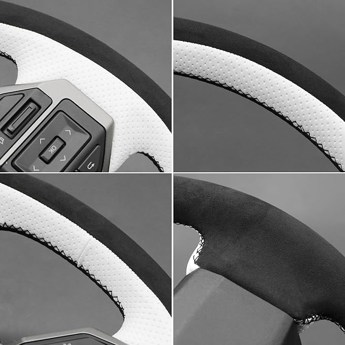 MEWANT Hand Stitch Steering Wheel Cover for Toyota Land Cruiser 2024-2026, Custom Fit DIY Wrap Interior Accessories