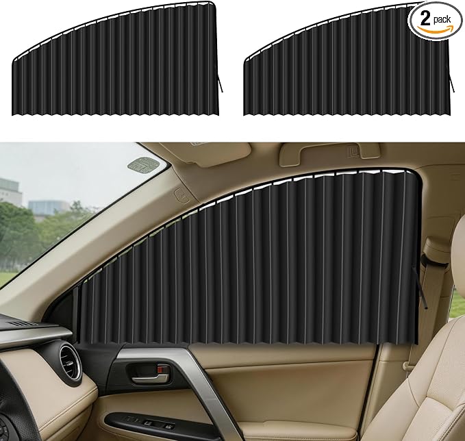 ZATOOTO Car Side Window Sun Shades - Front Privacy Magneic Black 2 Pcs Automotive Covers - Sunshades Curtain Prevent Glare and UV Rays for Baby