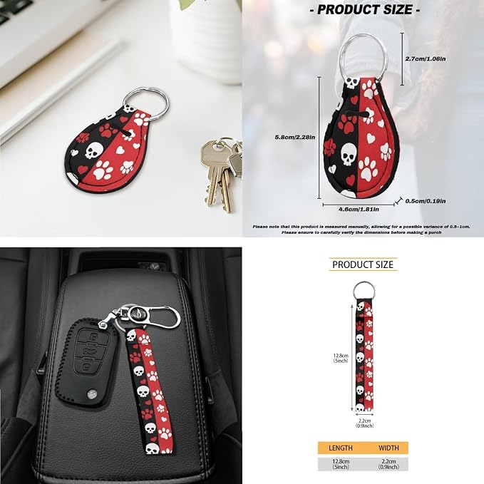 Dog Paw Print Car Seat Covers Set of 18 Skull Love Print Car Front Rear Seat Covers Headrest Protectors Steering Wheel Cover Safety Belt Pads for SUV Sedan, Easy to Install