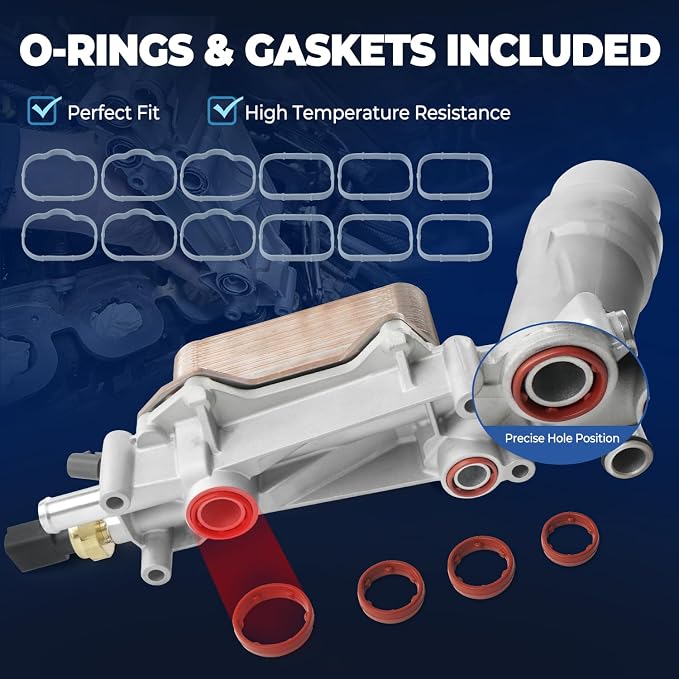 926-959 Stainless Steel Engine Oil Cooler Oil Filter Housing for 2017-2018 Jeep Wrangler Grand Cherokee Dodge Challenger Charger Journey Caravan Durango Chrysler 200 300 Town Country Ram 3.6L 926-876