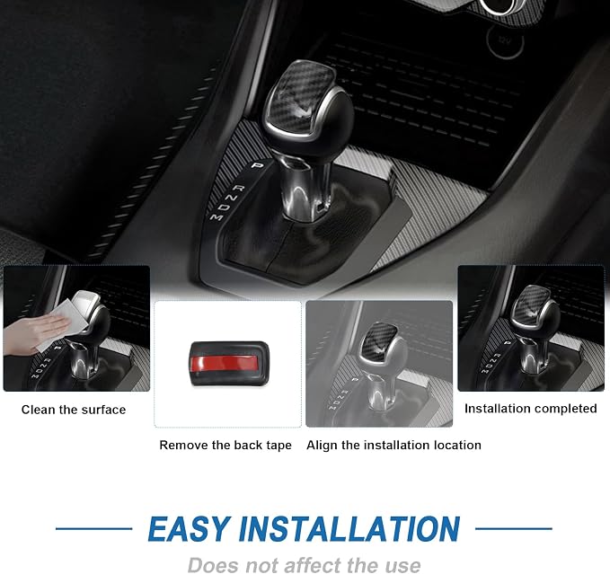 Carbon Fiber Gear Shift Knob Cover Compatible with Ford Mustang 2024 2025