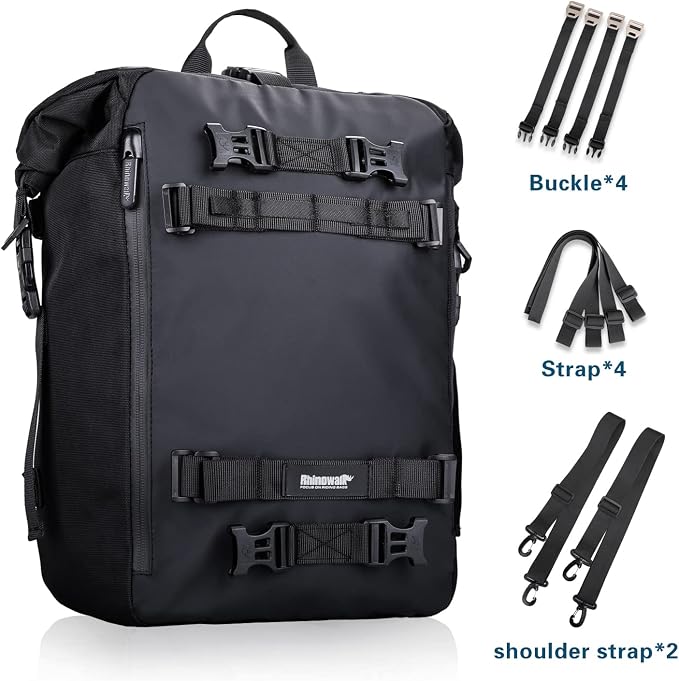 Waterproof Motorcycle Tail Bag 20L Motorbike Rear Rack Storage Bag Saddle Pannier for Touring Adventure Commuting Black