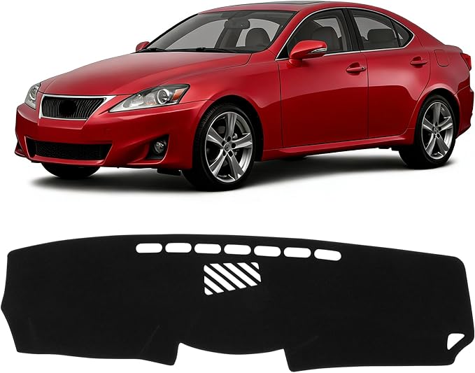 KUST Black Dash Cover Compatible with 2006-2013 Lexus IS200 IS250 IS300 IS350 Dashboard Cover Accessories for Lexus is Non-Slip Polyester Custom Fit Center Console Sunshield Protector No Glare