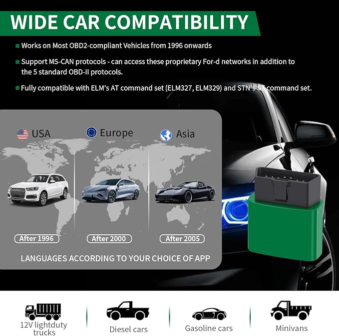 VGATE vLinker FD Bluetooth OBD2 Scanner Diagnostic Tool, Car Code Readers & Scan Tools for Android & Windows (Not iOS), Wireless OBD2 Adapter Auto All System Diagnostic to Check Engine Light