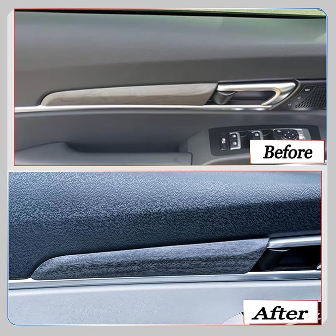 Door Panel Cover, for Kia Telluride 2020 2021 2022 2023 2024 2025 2026, Interior Door Handle Trim Overlay - Gray Wood Grain Pattern Protective Accessories