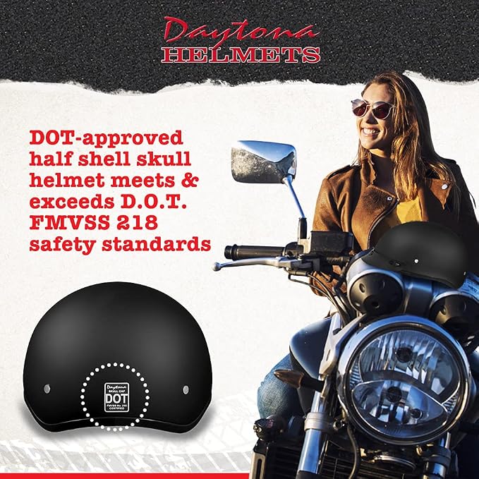 Motorcycle Helmet Half Skull Cap - Lightweight & Stylish DOT Approved Helmets for Adults - Perfect for Men and Women Riders - Comfortable & Secure Fit- Stylish Protection for Everyday Riding