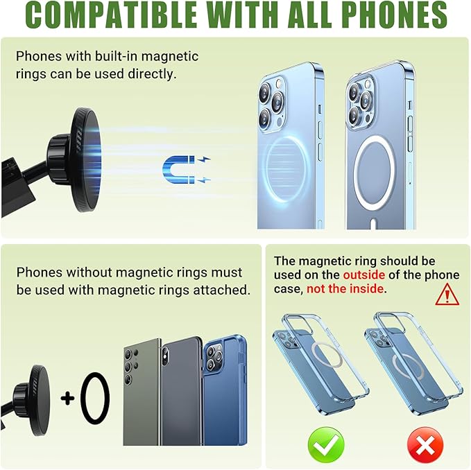 Metal Magnetic Phone Mount Holder for 2010-2024 Toyota 4Runner Strong Magnet Dash Cell Phone Cradles Adjustable Phone Stand Accessories for MagSafe All Smartphone(Upgraded Version)
